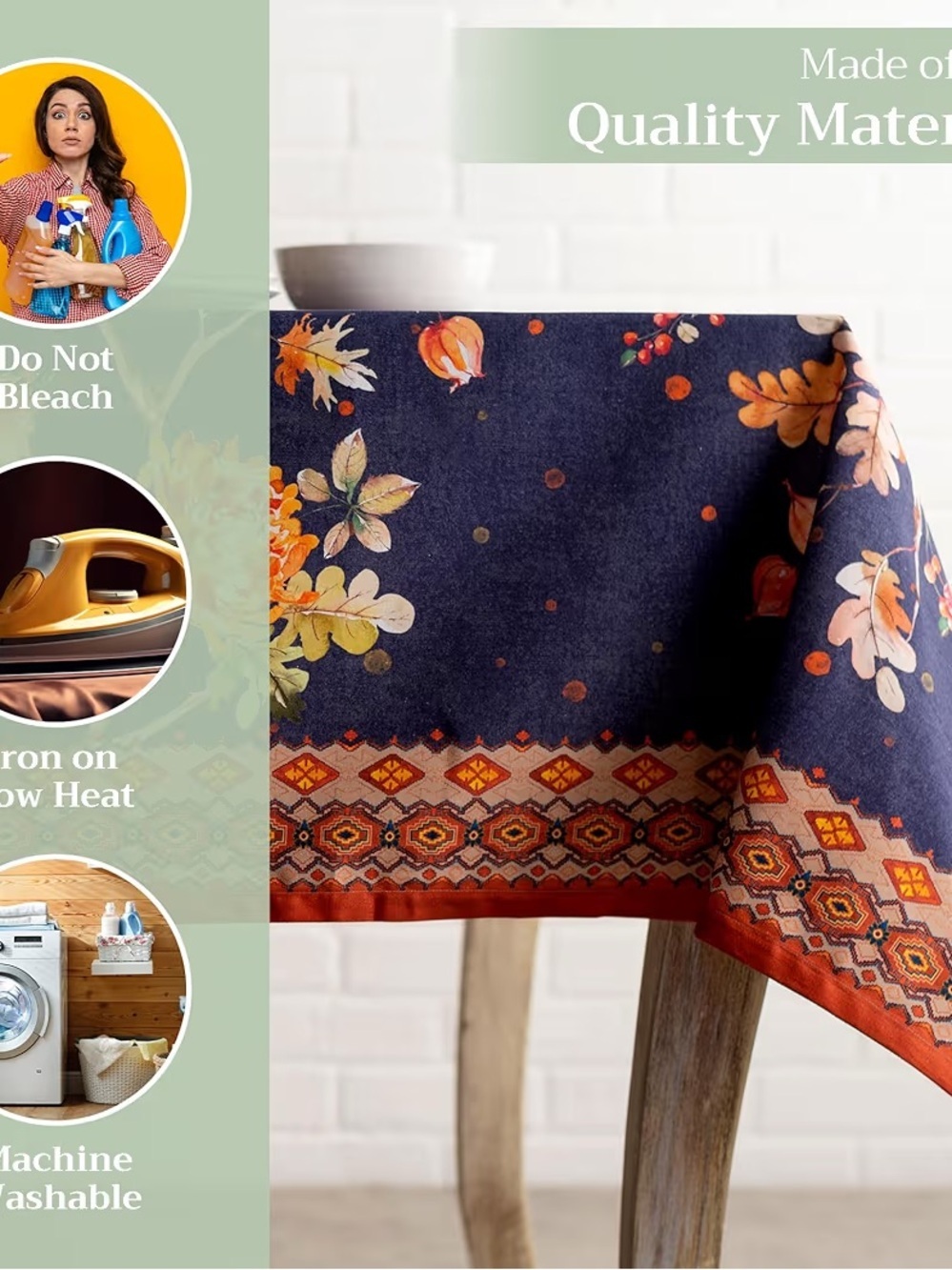Maison D' Hermine Table Cloth Square Table 100% Cotton 54 X 54 Kelim - Infinity) - Picture 5 of 11
